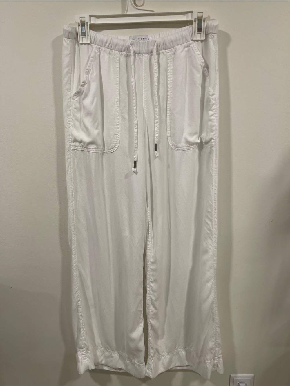 Calypso St. Barth White Drawstring Wide-Leg Lounge Pants